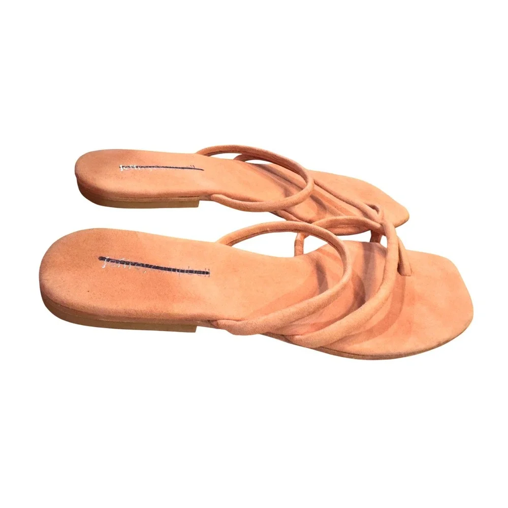 Jeffrey Campbell Rania Suede Square Toe Flat Sandals Pink Size 9 40‎
